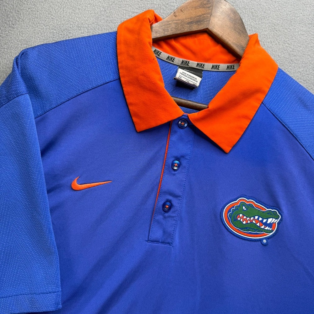 Nike Polo Mens XXL Blue Florida Gators Dri-Fit Embroidered Team Issue Golf Shirt